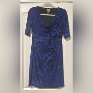 Anne Klein Blue and Black Patterned Dress